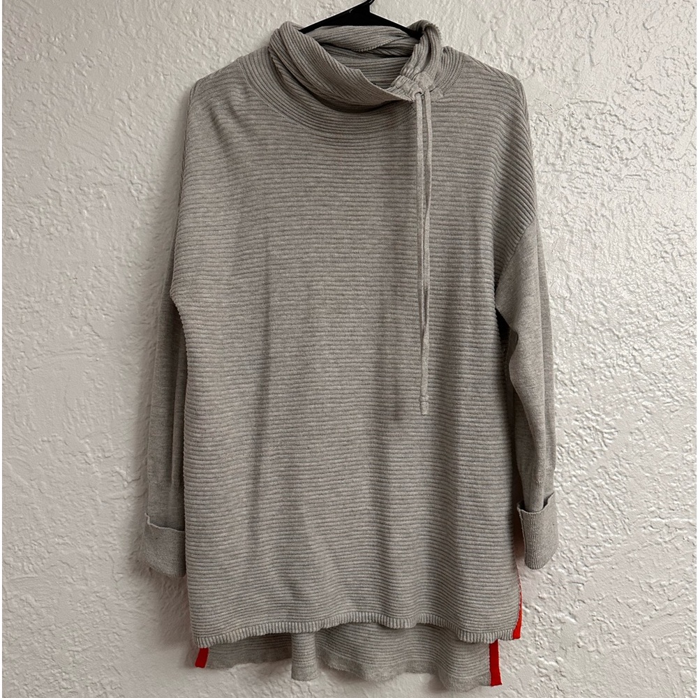 Cynthia Rowley cowl neck sweater with orangish red detail